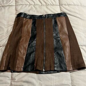 Multi faux leather and suede skirt.